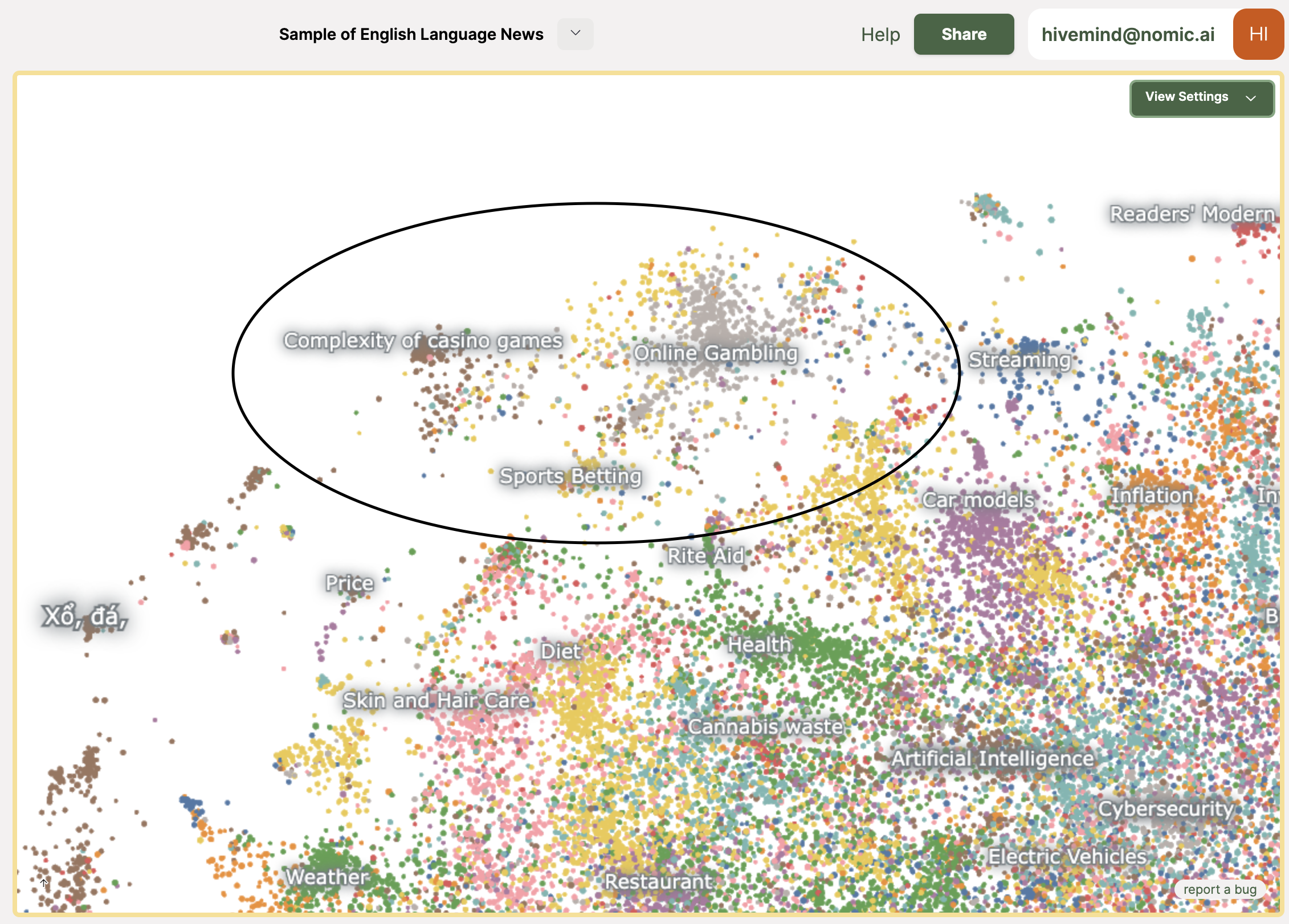 Atlas news map zoomed on betting section.