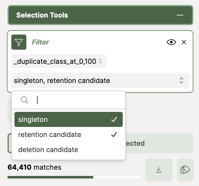 Deduplicated Selection