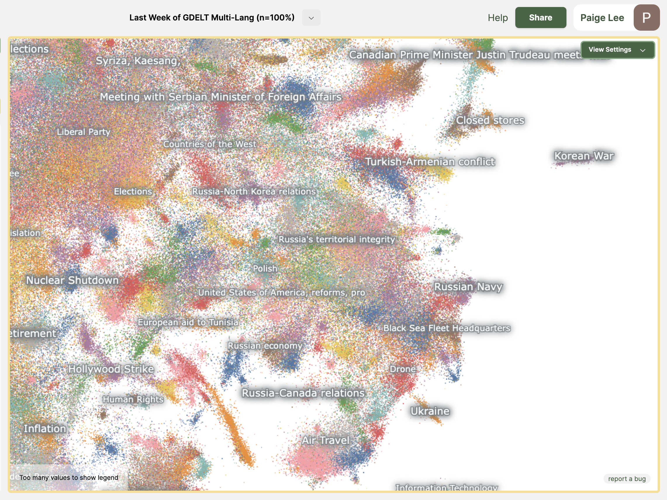 Atlas News Map zoomed in on Russia/World politics