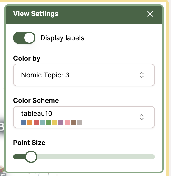 Screenshot of view settings